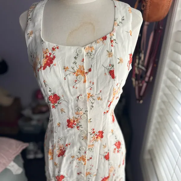 Altar'd State Floral Maxi Dress with Cream and Red Accents - Image 3