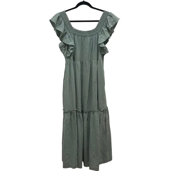 Mustard Seed Seafoam Green Smocked Ruffle Tiered Maxi Dress - Image 2