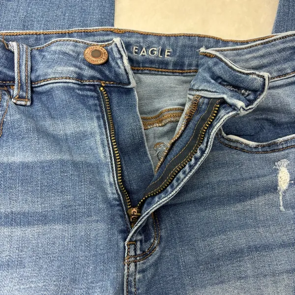 American Eagle‎ Outfitters Ripped Blue Skinny Jeans size 8 Regular - Image 10