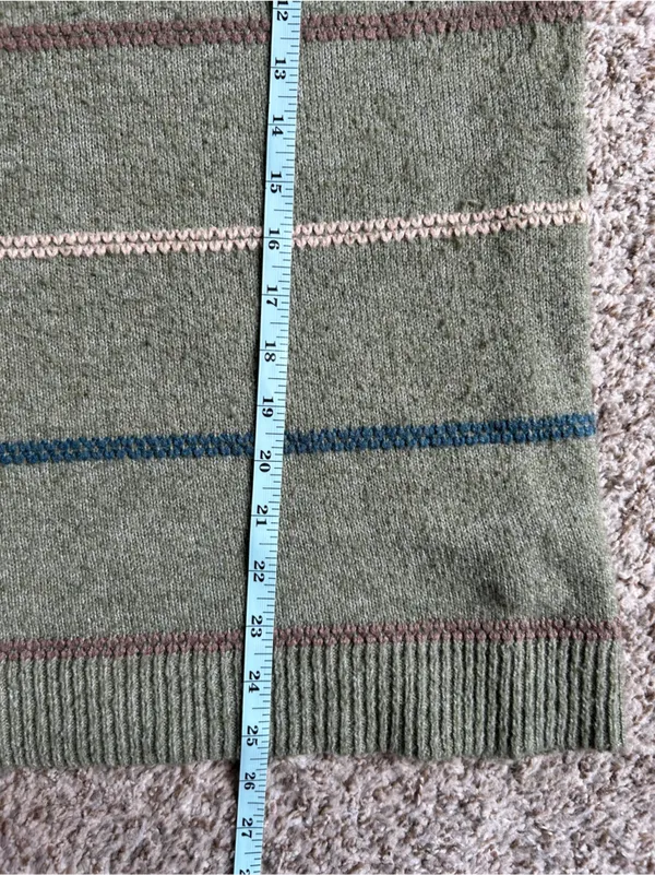Pulse Olive Green Crewneck Sweater with Stripes Casual Fall Comfy XL - Image 6
