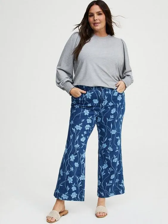 Torrid Belle Isle Aquinnah High Rise Flare Ankle Floral Jeans Blue 10 Tall NWT - Image 11