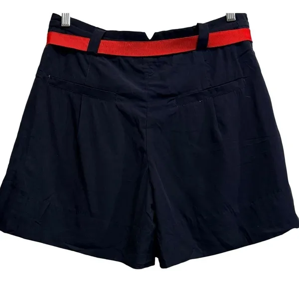 Free People Perfect Prep Pleated Stripe‎ Trouser Shorts Navy Blue 8 Sold Out - Image 5