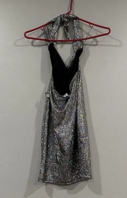 Black Bead Cowlneck Silver Dress M NWOT - Image 4