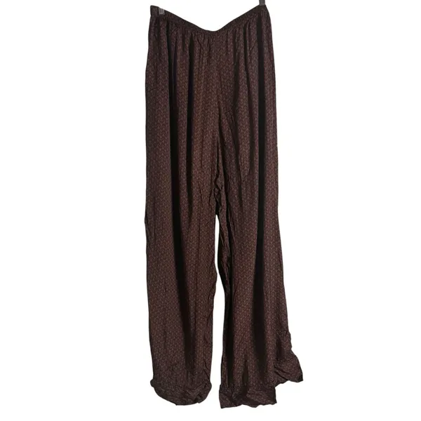 Splendid Lumi Maroon Wide Leg Geometric Print Satin Pants Size XL - Image 10