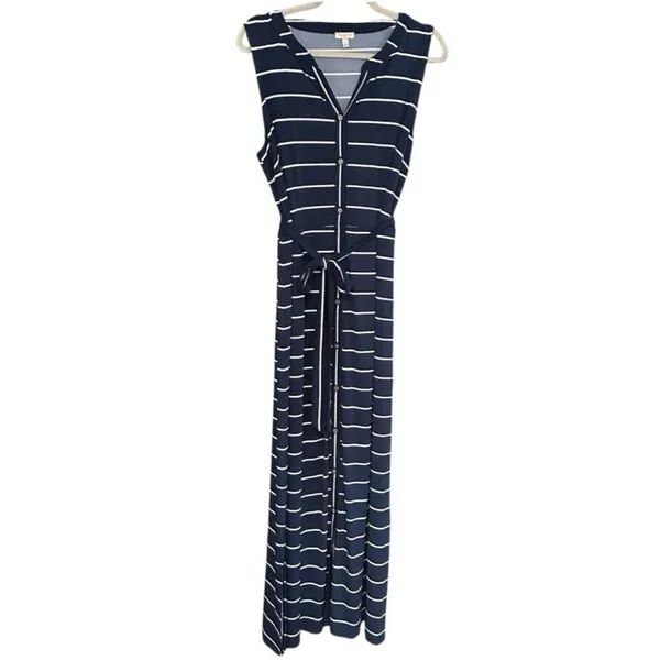 ✨TALBOTS  BUTTON-FRONT STRIPE JERSEY MAXI SZ LARGE DRESS✨ - Image 6