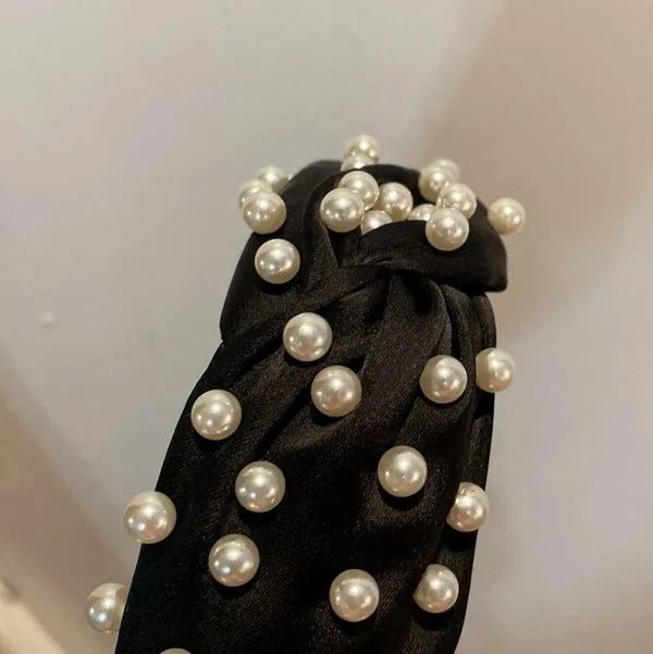 Black Headband with Pearls - Image 6