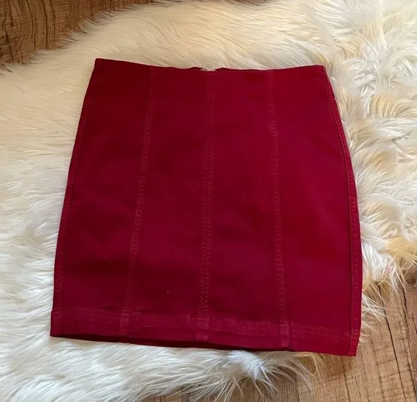FREE PEOPLE Modern Femme Wine Red Mini Skirt - Image 3