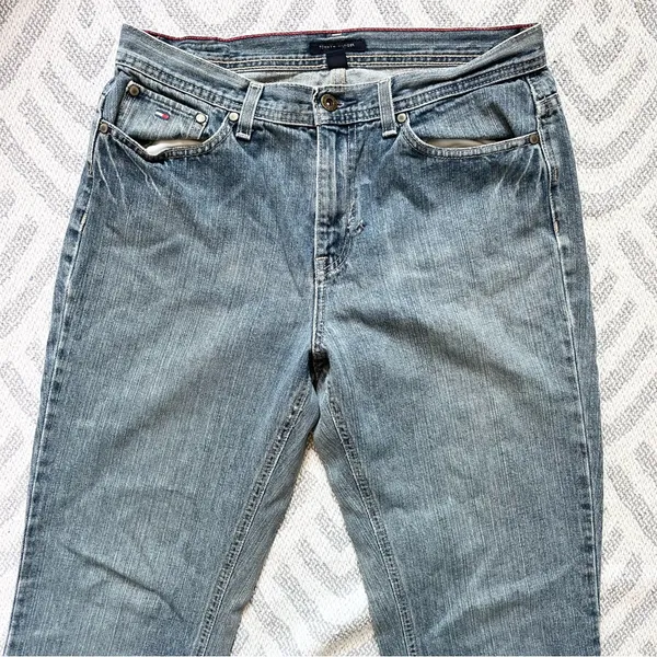 TOMMY HILFIGER Women’s High Rise Bootcut Blue Denim Jeans 8 Long - Image 3