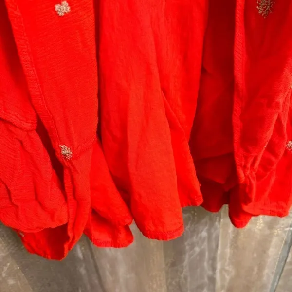 Free People Sweet Tennessee Red Tan Embroidered Long Sleeve Dress - Image 6