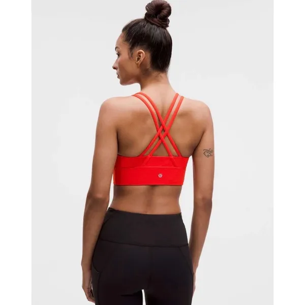 Lululemon Energy Bra Longline Red Strappy Sports Bra LW2EB9S Size 6 - Image 2