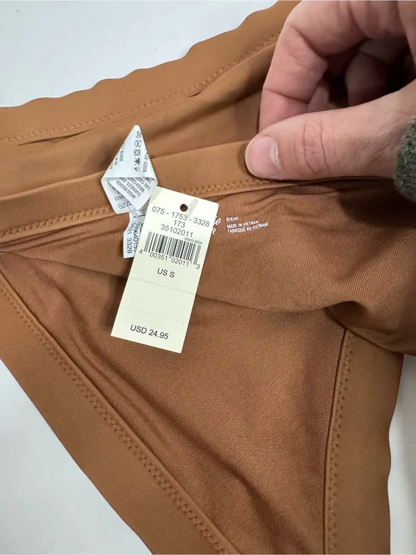 NWT Aerie Side-Slit Swim Bikini Bottoms - Copper Brown - Size Small - Image 3