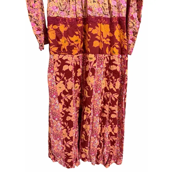 Free People‎ Tilda Wrap Dress Firebrick Floral Women's Size Medium - Image 6