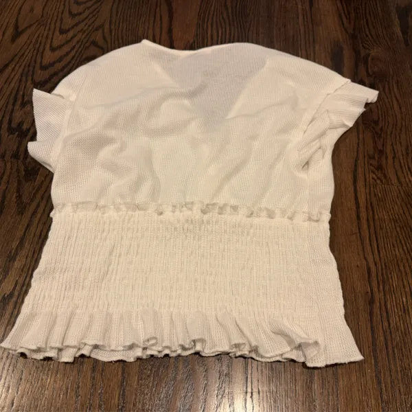 Altar'd State White Smocked Ruffled Blouse - Image 3