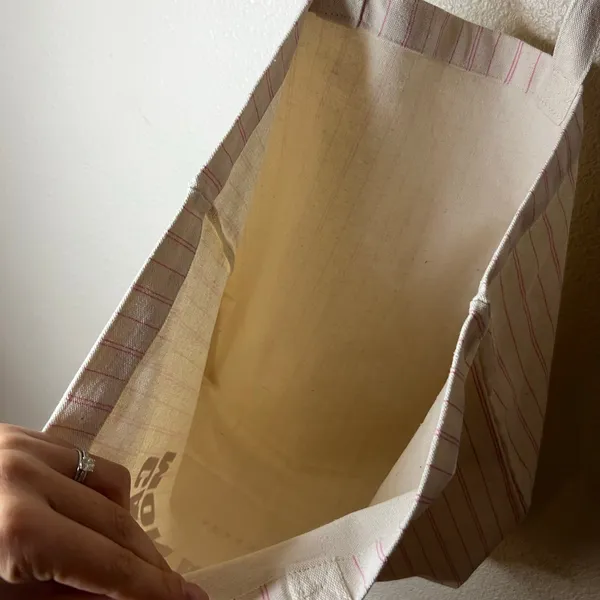Sézane cream red California Mon Amour striped canvas tote bag - Image 6