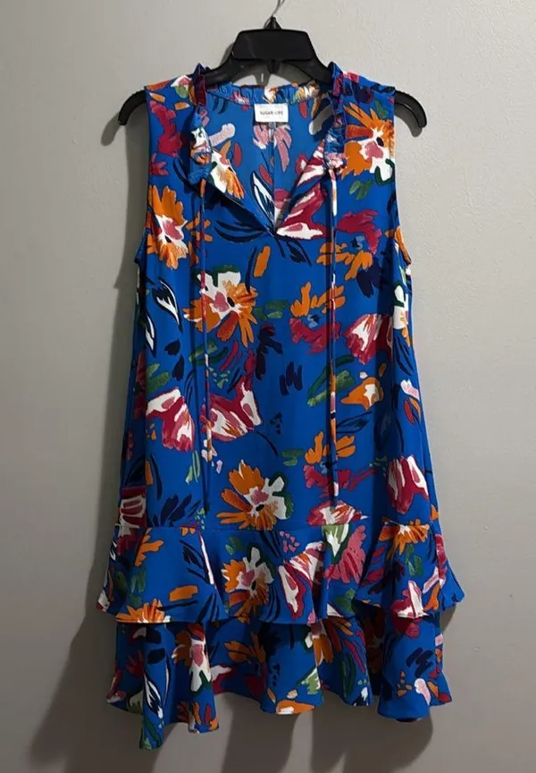 SugarLips Esby Floral Graceland Ruffle Trim Mini Dress - Image 7