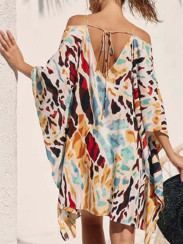 NWT By Anthropologie Printed Beach Cover-Up Dress | Resort Vacation Mini - Image 4