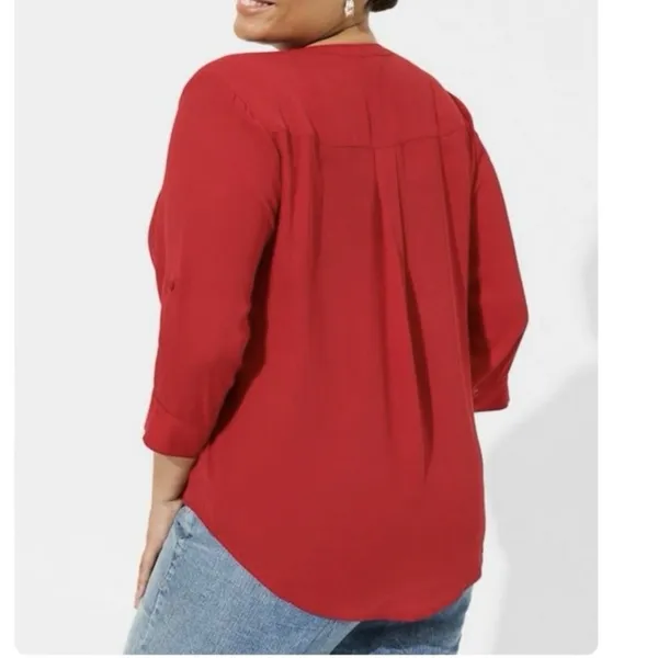 Torrid Harper Red Georgette 3/4 Sleeve Pullover Blouse Size‎ 1X Office Teacher - Image 4