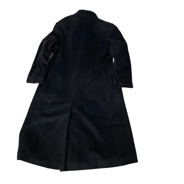 JULES MILLER Black Coat Blue Collar Lapel Fully Lined Midi Length VINTAGE - Image 7