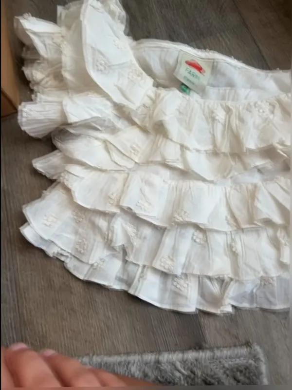 Farm Rio White Ruffled Crop Top XS - Image 11