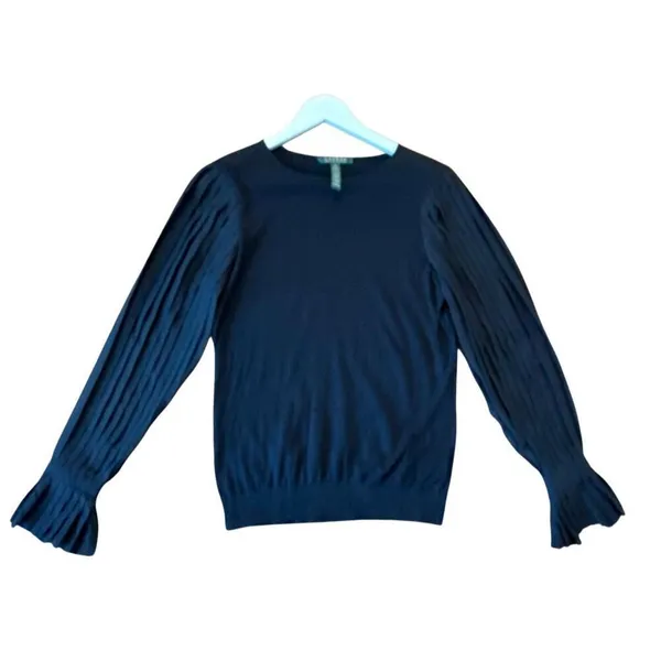 Lauren Ralph Lauren black elegant georgette sleeve sweater top small - Image 9