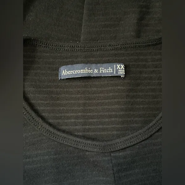 Abercrombie & Fitch Black Short Sleeve Tie-Waist Keyhole Button-Front Dress XXST - Image 8