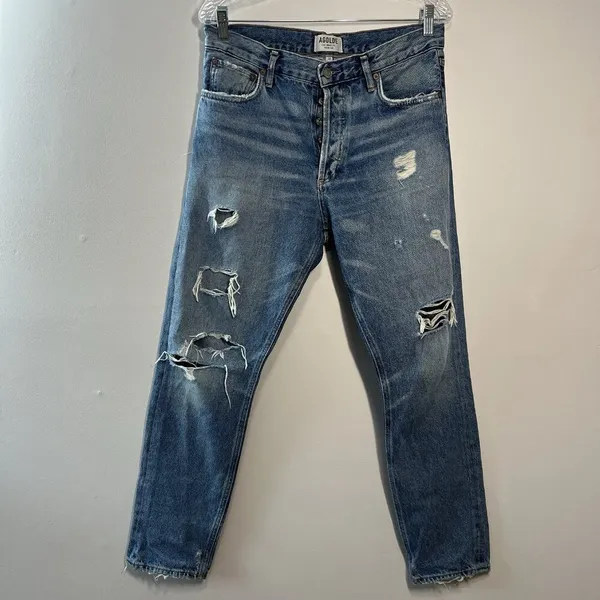 Agolde Jamie High Rise Classic Isolation Distressed Jeans‎ Size 28 - Image 3