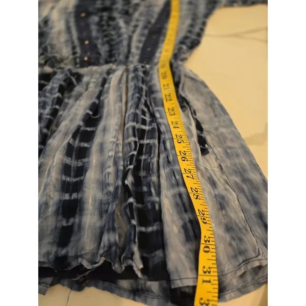 Romeo + Juliet Couture S Tie Dye Crochet Trim Mini Dress Womens Blue Boho V-Neck - Image 11