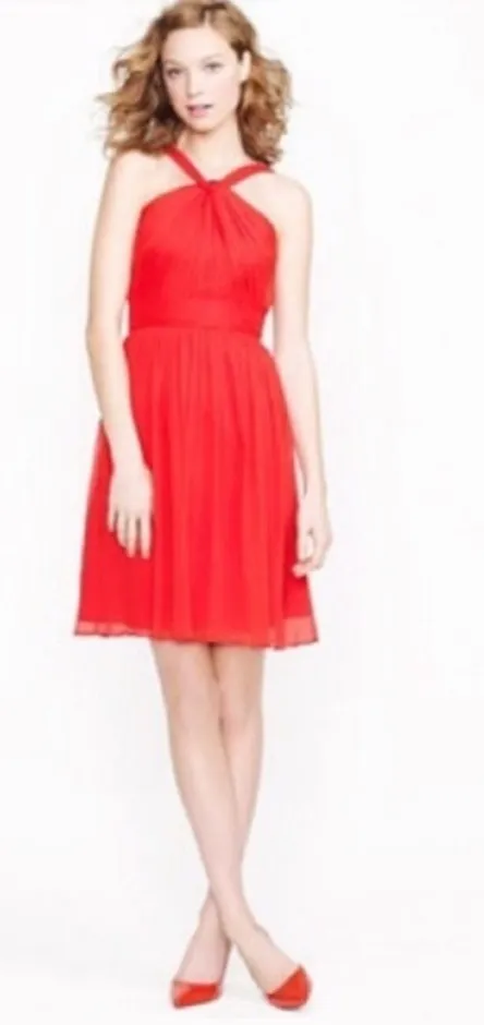 J.Crew Sinclair Vivid Poppy Silk Halter Dress | 0P - Image 9