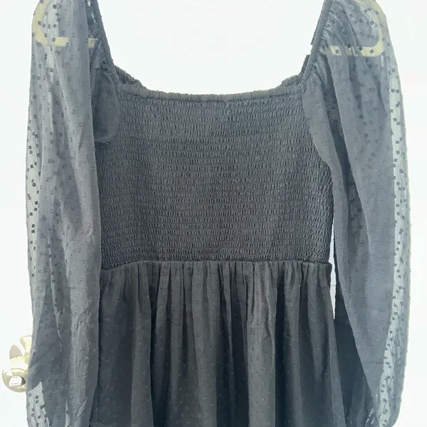 Elegant Black Sheer Sleeve Women's Dress - Image 4