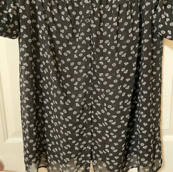 Torrid Diamond Print Sheer Chiffon Shirt Dress 3/4 Sleeve Black & White Size 1 - Image 4