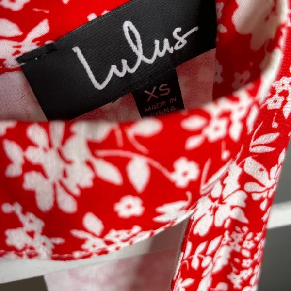 Lulu's Lean Close Floral Print Swing Dress Size XS Red Ivory White High Neck - Image 7