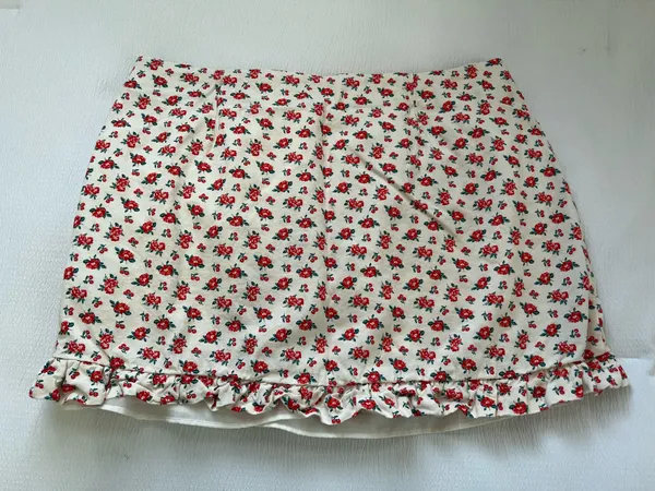 ZARA Floral Mini Skirt Women Large Ruffle Hem Cottagecore Y2K Aesthetic Boho Era - Image 3