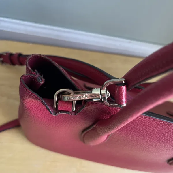 Kate Spade New York Red Leather Satchel Top Handle Crossbody Bag Medium - Image 9