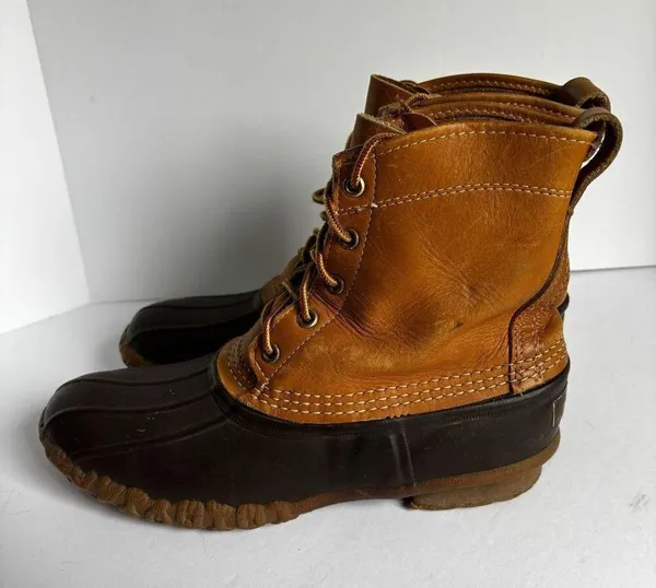 LL Bean Maine Hunting Shoe Duck Boots Women's Size 8 Brown Leather USA Vintage - Image 5
