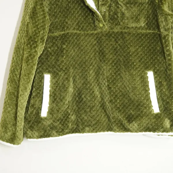 Simply Southern Women's Size Large Fleece Pullover Green Quilted Sherpa - Image 3