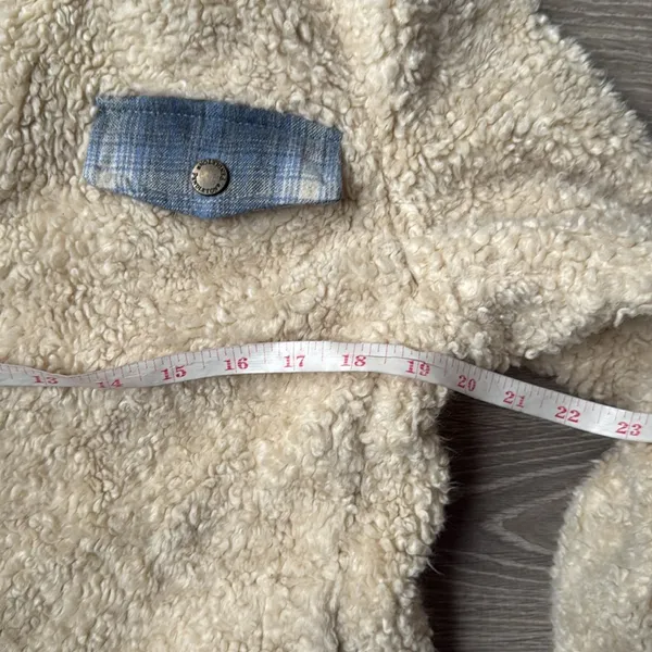 Pendleton Sherpa Jacket Ivory Blue Flannel Fuzzy Gorpcore Nature Small - Image 9