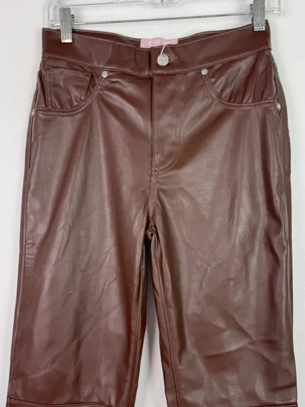 NWT Revice Denim 909 High Street Faux Leather Pants Cognac Brown Size 29 NEW - Image 3