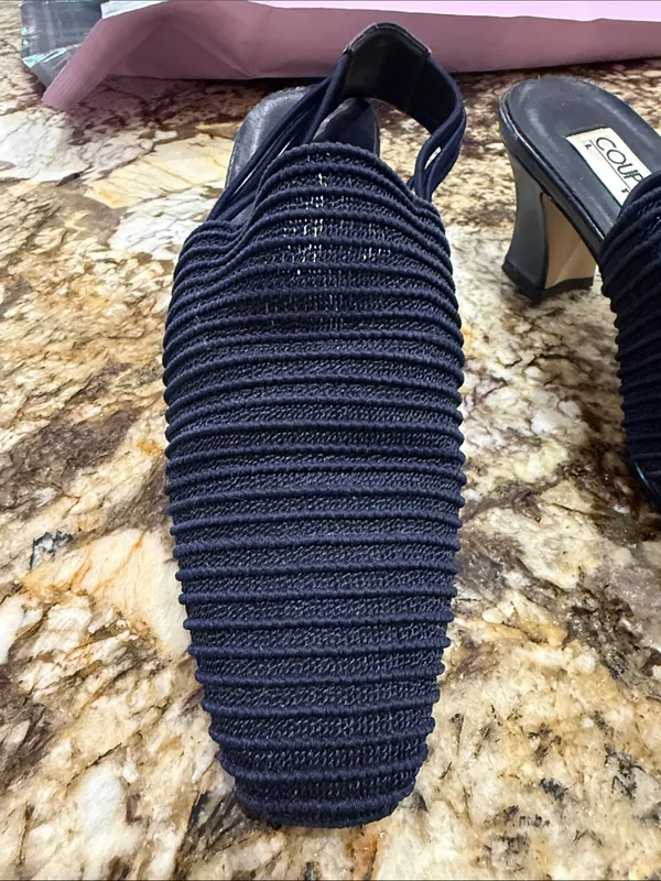 Women’s Navy Woven Slip-On Shoes - Image 4