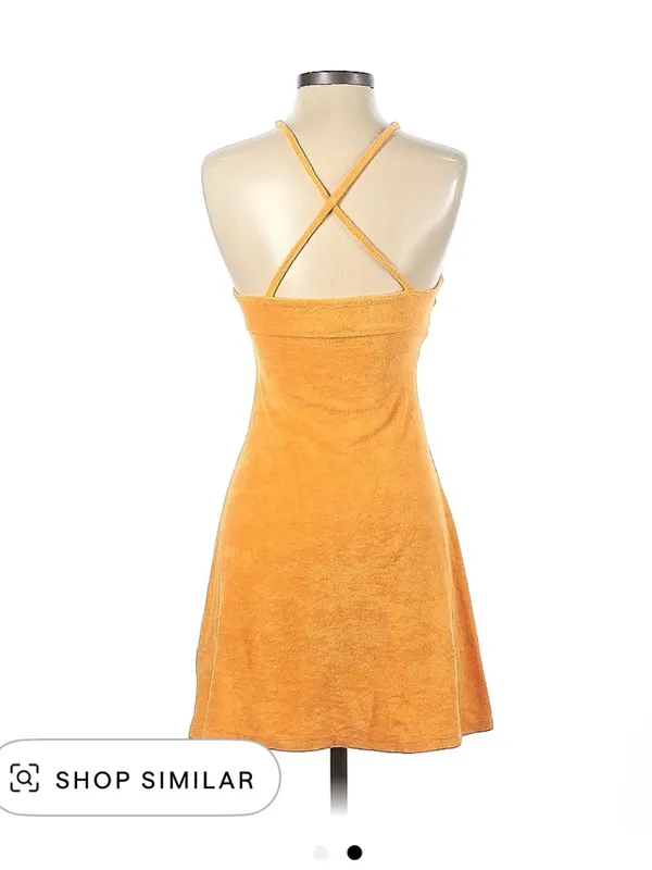 Orange terry cloth mini dress - Image 2