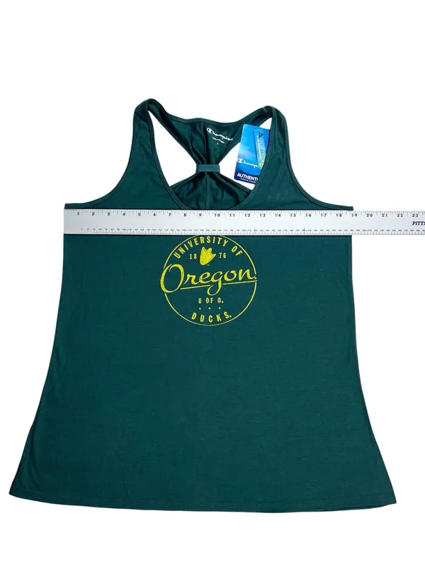 Champion University Of Oregon UO Ducks Green Logo Racerback Tank Top Size Large - Image 4