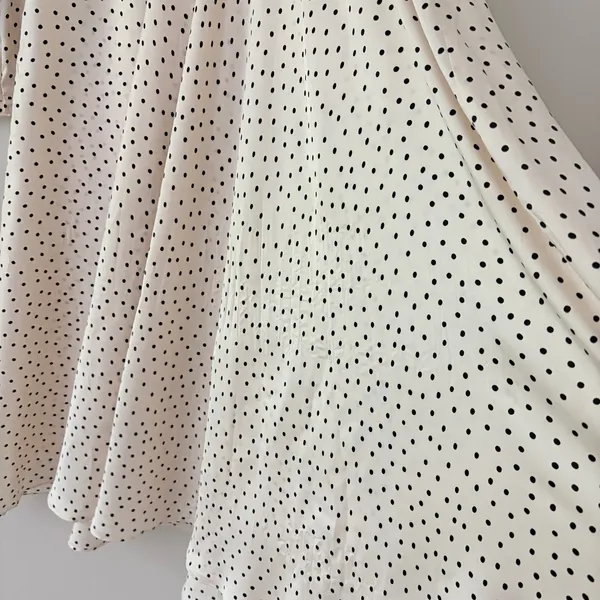 Zara Dress Cream Black Polka Dot Midi Long Sleeve Empire Waist Oversized Size S - Image 8