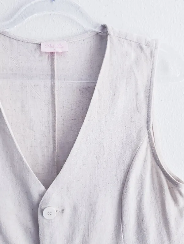 Pink Lily Cream Button Vest - Image 4