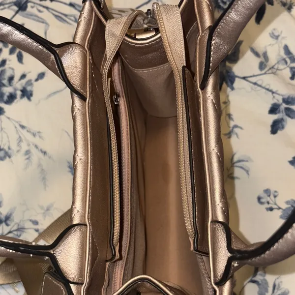 Quilted Metallic Satchel Gold - Image 8