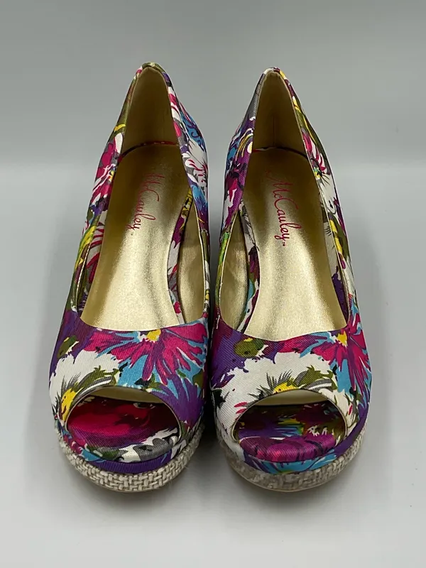 McCauley’s Floral Print Peep-Toe Wedge Women’s Size 7.5” - Image 5