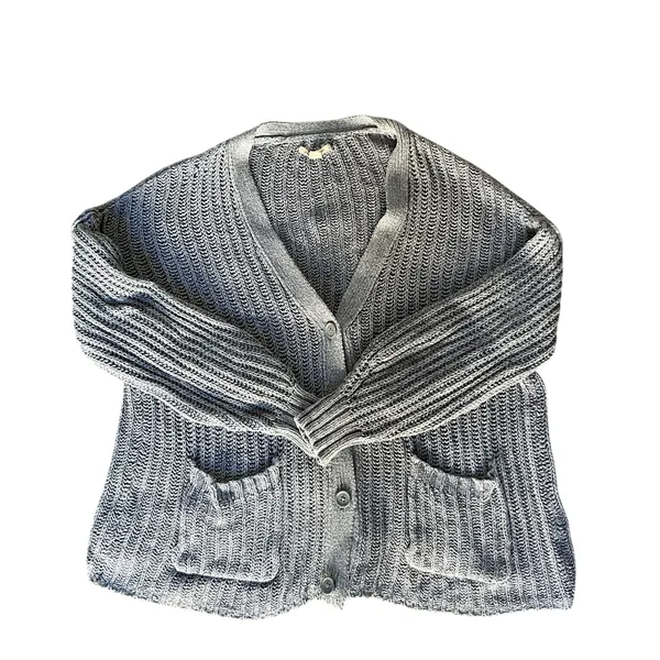 American Eagle Chunky Knit Cardigan Blue Gray Button Front Sweater Women’s - Image 3