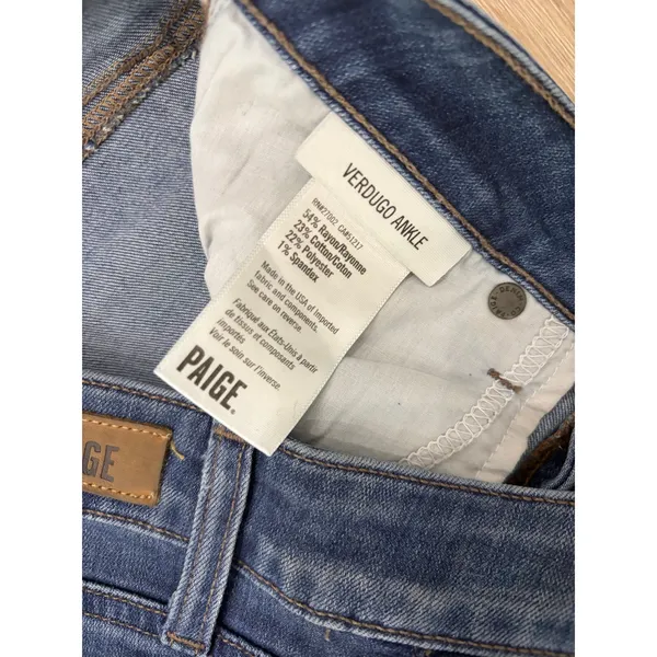 PAIGE Skinny Jeans Women’s 27 Blue Distressed Mid Rise Stretch Denim Ankle - Image 3