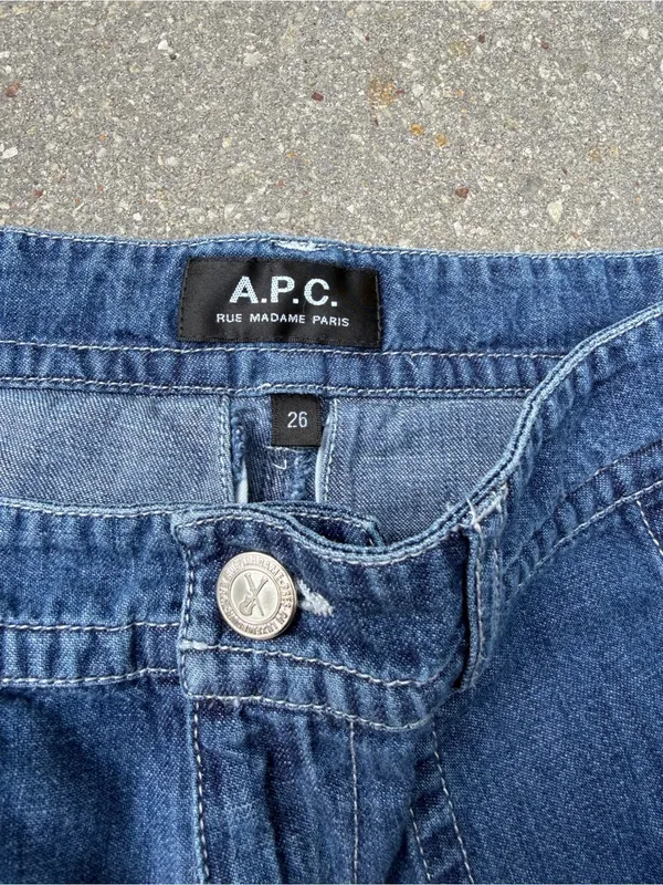A.P.C. Seaside Indigo Delave Wide Leg Patch Pocket Jeans 26 - Image 2