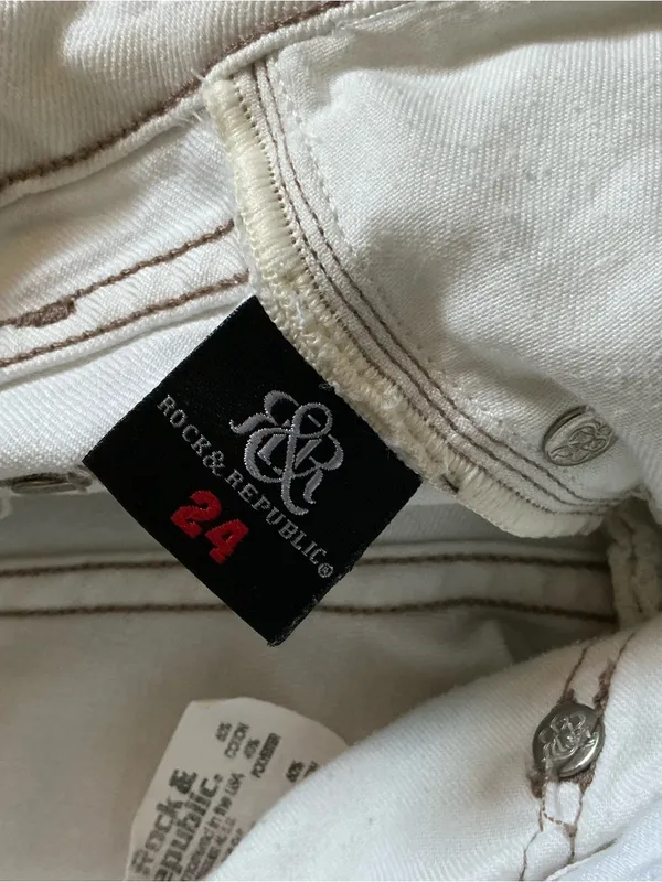 Y2K Rock & Republic low rise Cosbie brew white straight jeans size 24 - Image 10