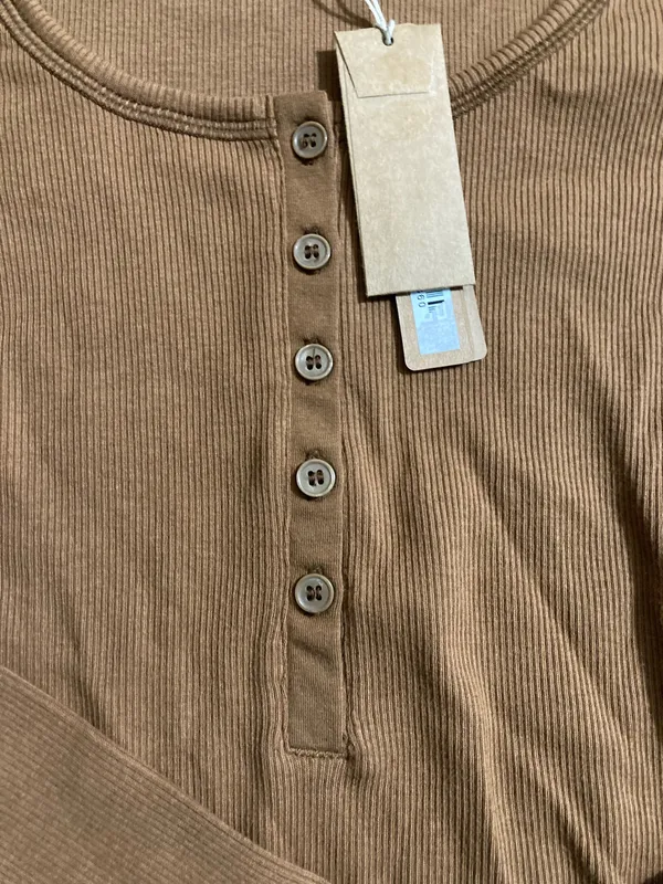 SKIMS Cotton Rib Henley XS - Image 3