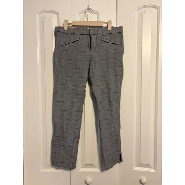Gap Skinny Ankle Plaid Pants Women‎ Size 12 Gray Red Black Casual Office - Image 2